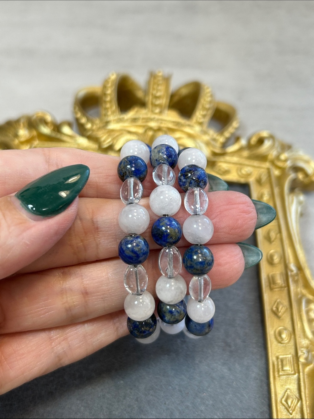Lapis & White Moonstone and Quartz Beaded Wrap Bracelet - Women's Jewelry
